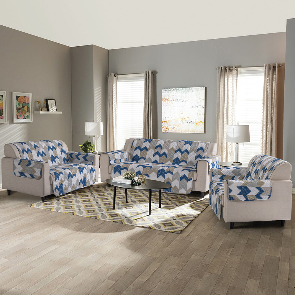 99,99% Polyester imprimé et solide à double côté Utiliser le couvercle de 3 pièces du couvercle de canapé